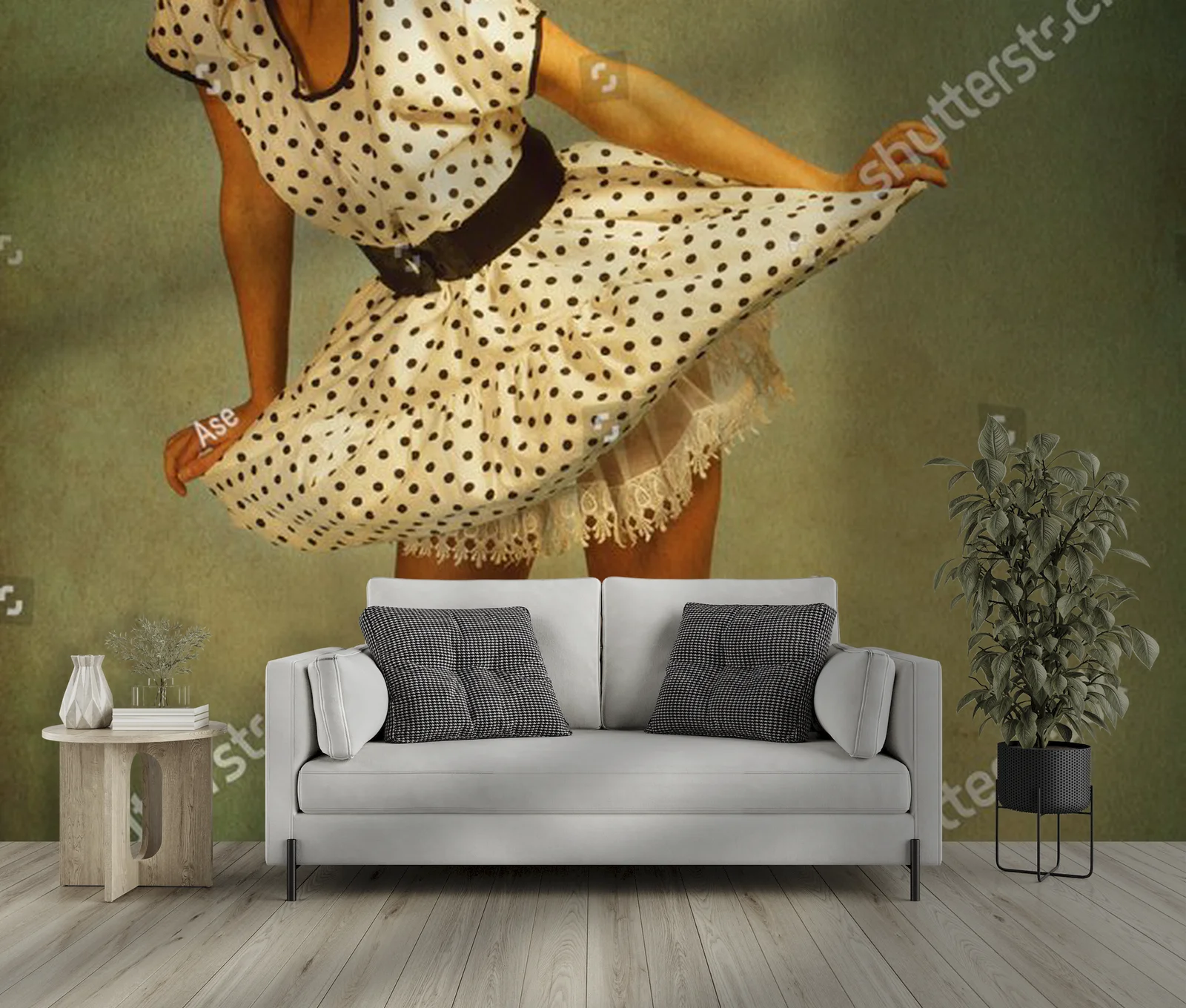 Retro portret pin-up w vintage klimacie