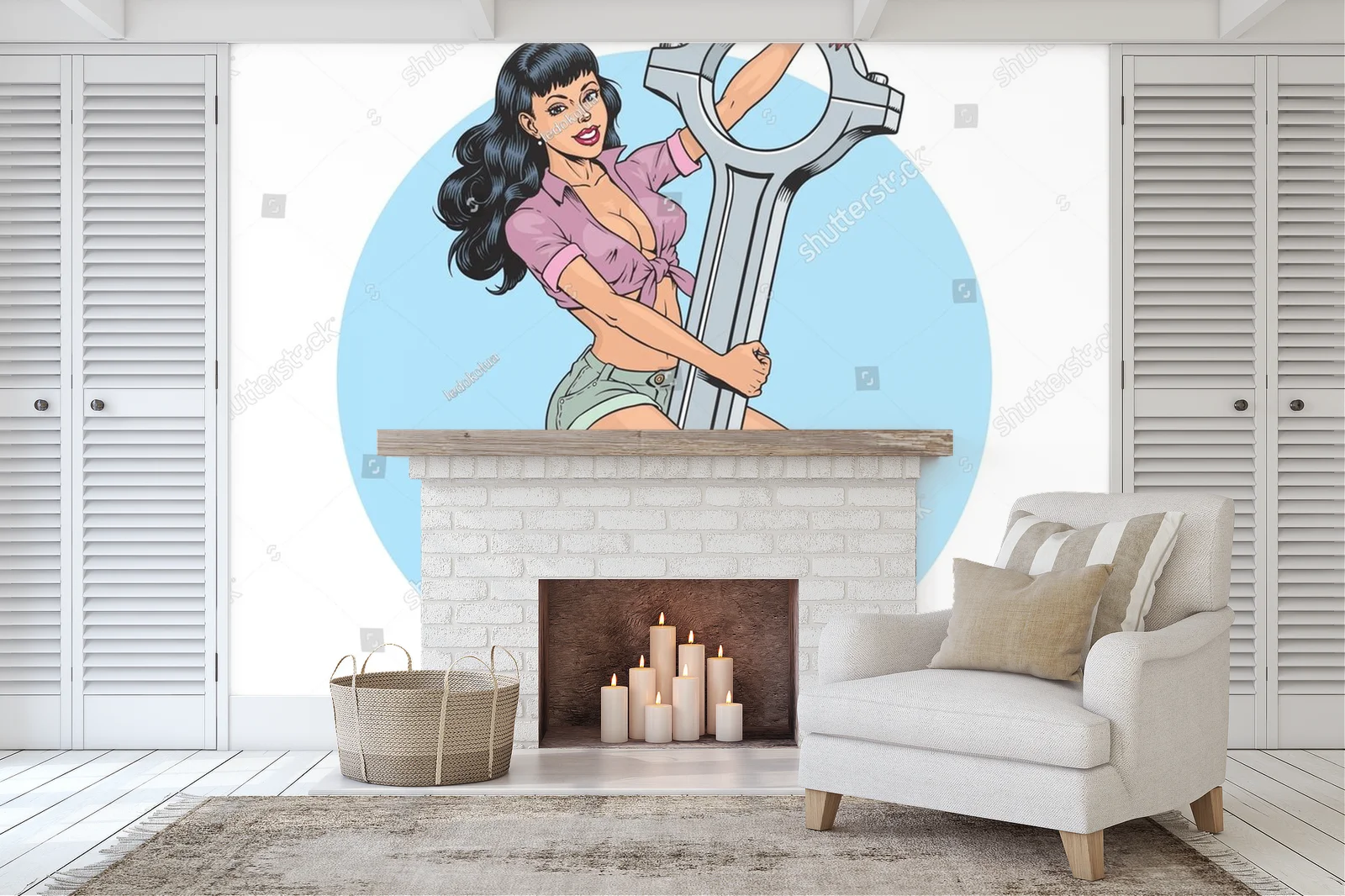 Zmysłowa pin-up w retro stylu przy silniku