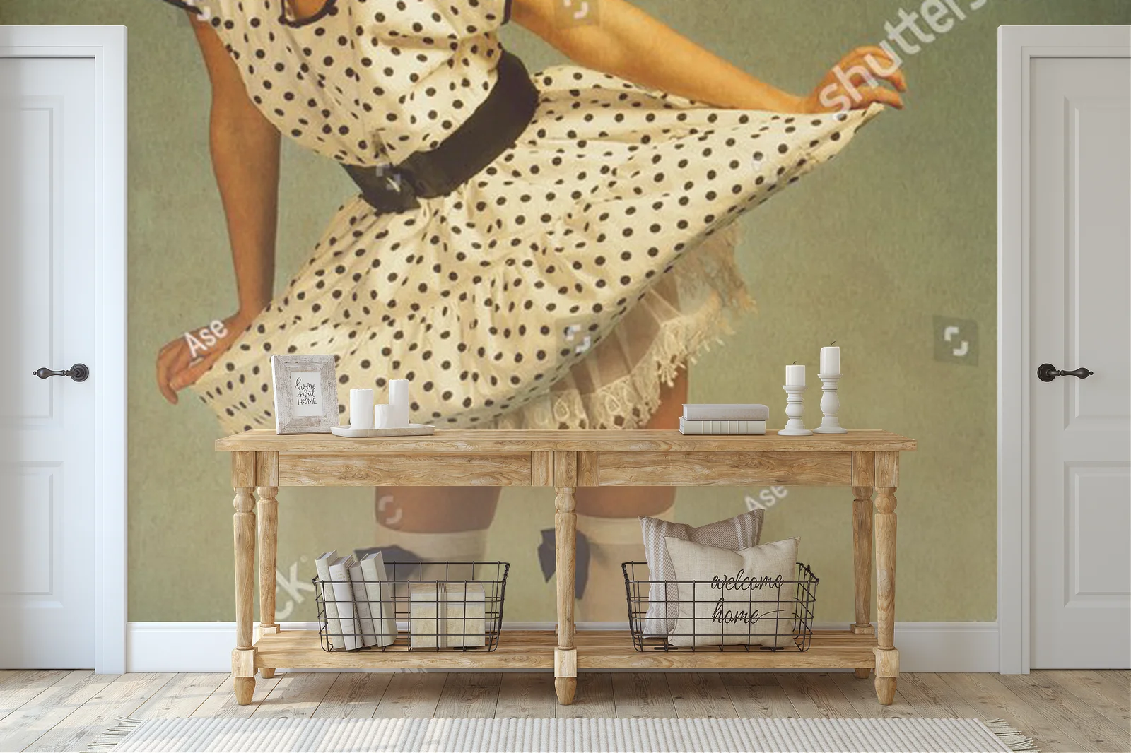 Retro portret pin-up w vintage klimacie