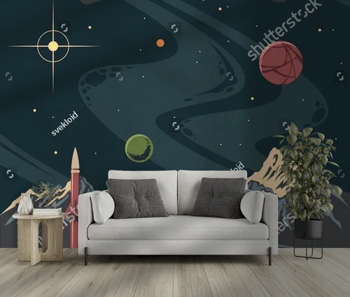 Kosmiczne góry w stylu retro futurystycznym
