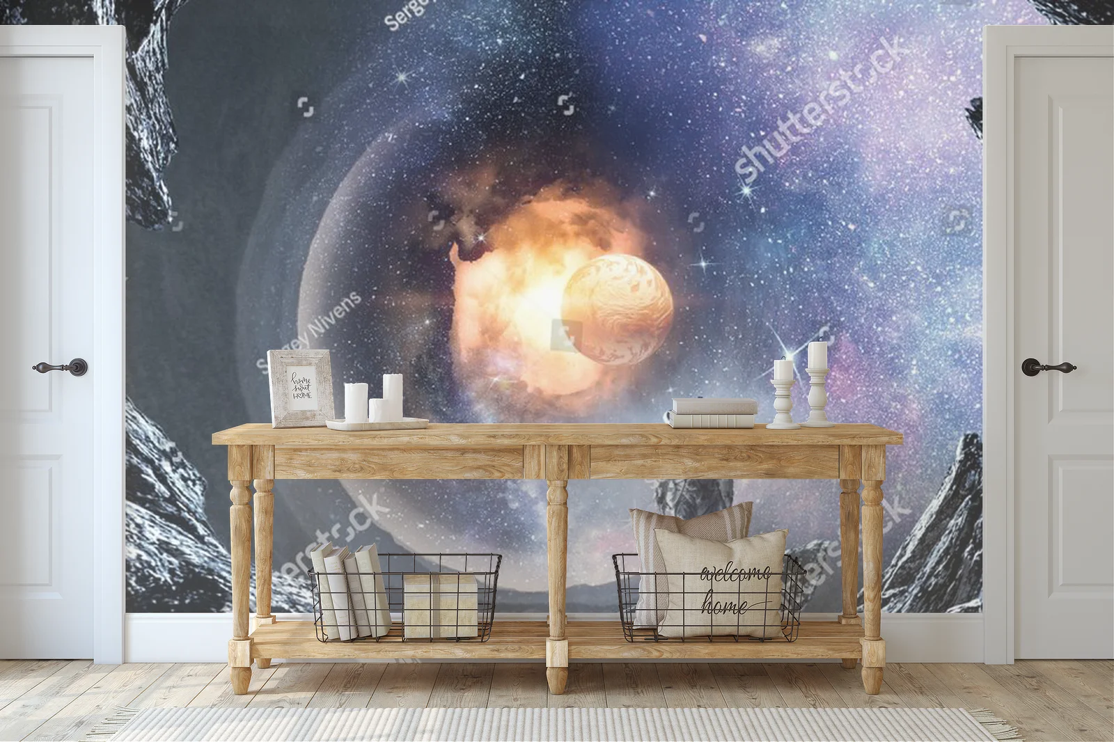 Astronauta w czarnej otchłani wszechświata