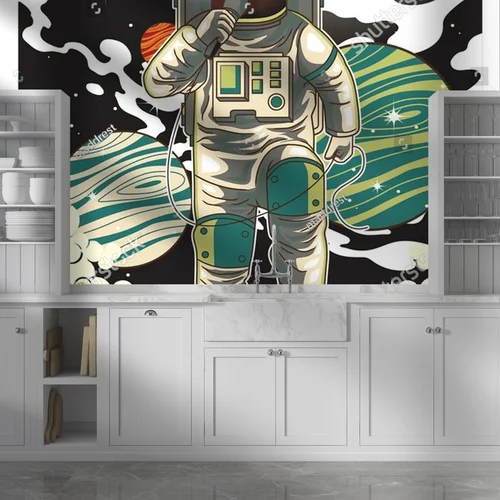 Astronauta grający na gitarze w międzygwiezdnej scenerii