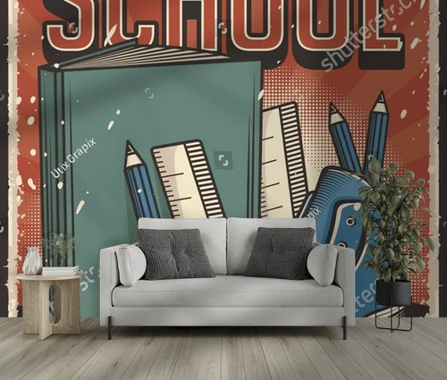 Retro plakat szkolny w rustykalnym stylu