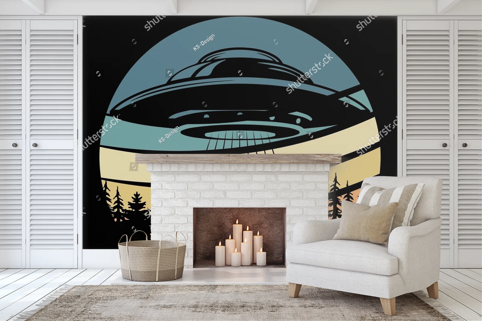 Zabawny retro alien i UFO w stylu vintage