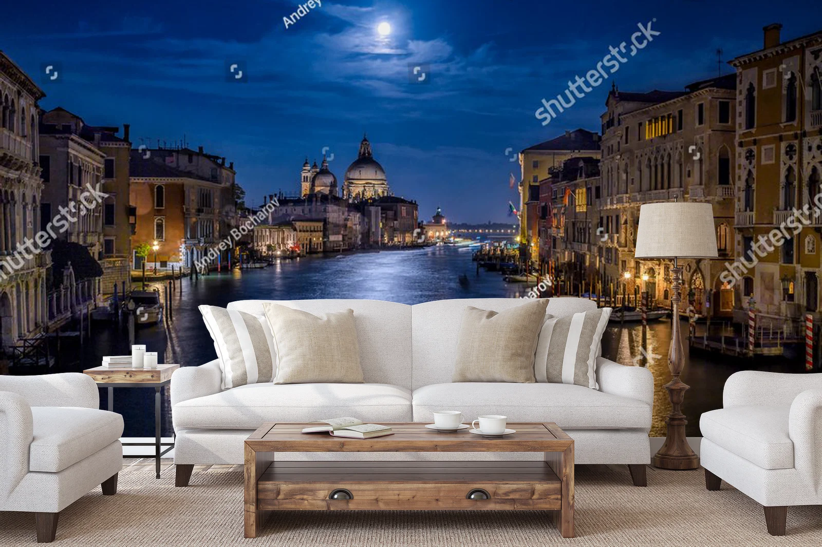 Romantyczny blask księżyca nad Grand Canal w Wenecji