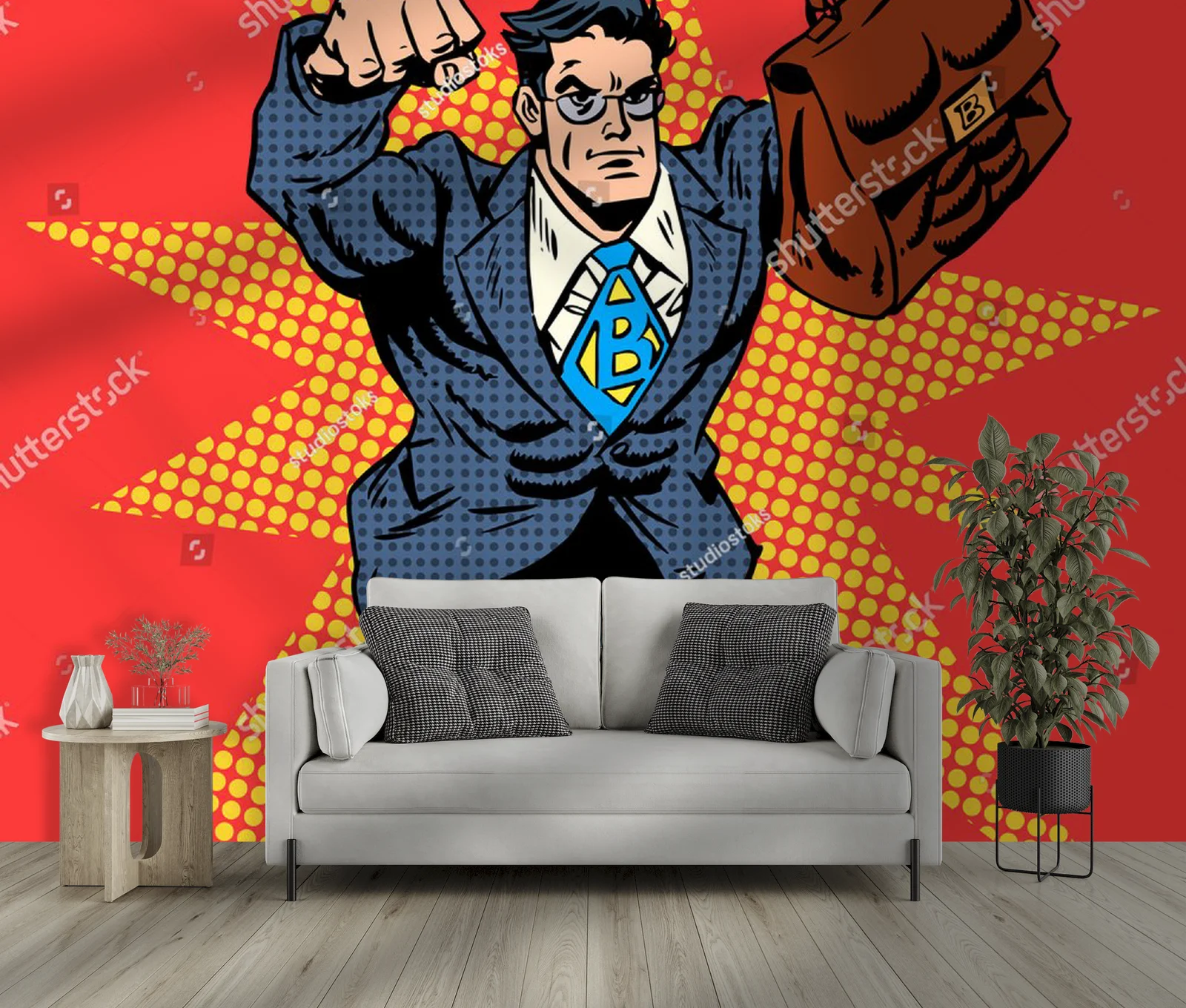 Odważny biznesmen w retro stylu pop art