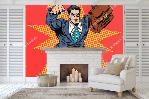 Odważny biznesmen w retro stylu pop art