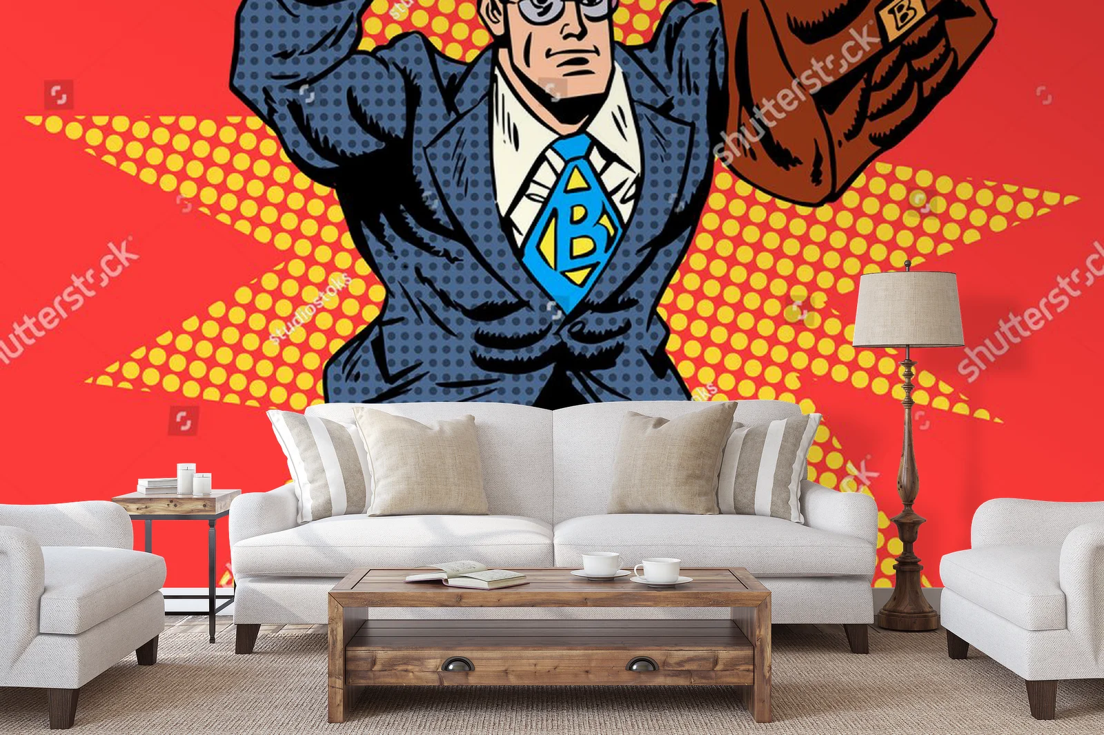 Odważny biznesmen w retro stylu pop art