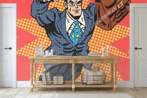 Odważny biznesmen w retro stylu pop art