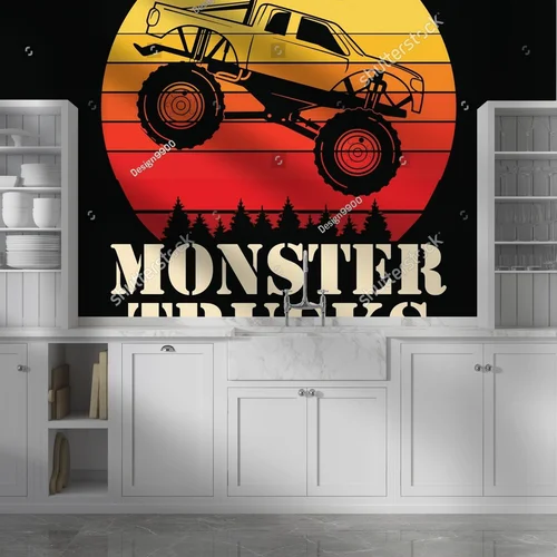 Vintage Retro Sunset z Monster Truckiem w roli głównej