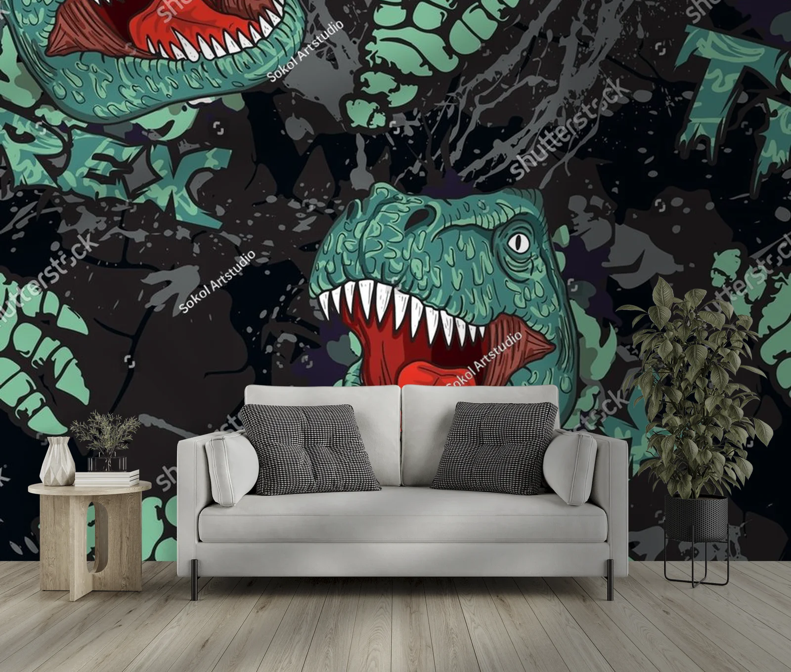 Radosne Dinozaury w Wyrazistej Aranżacji
