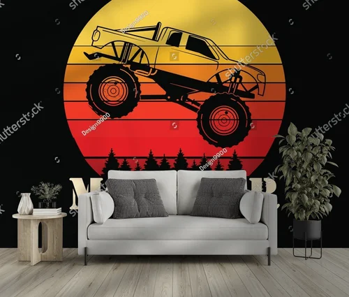 Vintage Retro Sunset z Monster Truckiem w roli głównej
