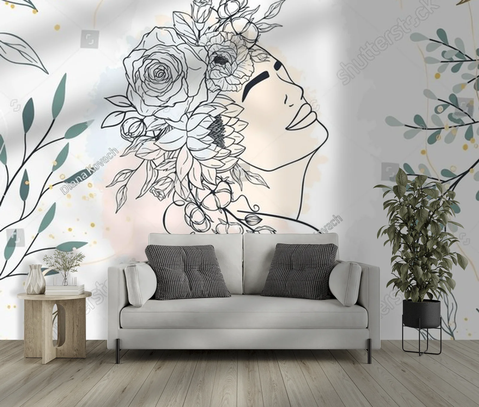 Kobiece piękno w delikatnej floralnej kompozycji