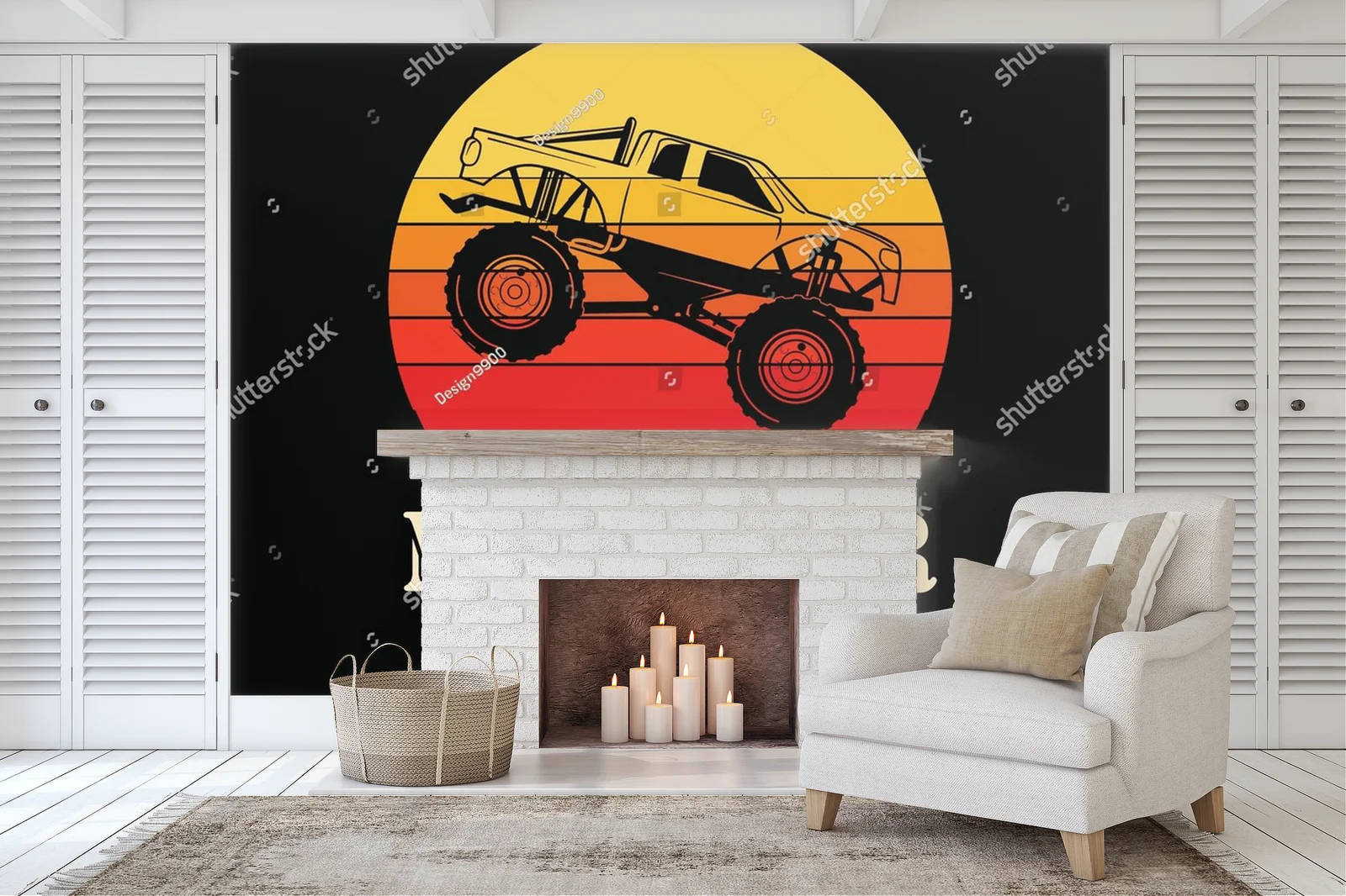 Vintage Retro Sunset z Monster Truckiem w roli głównej