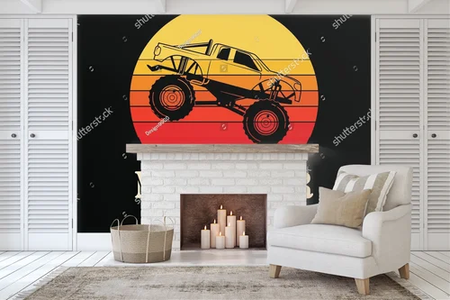 Vintage Retro Sunset z Monster Truckiem w roli głównej