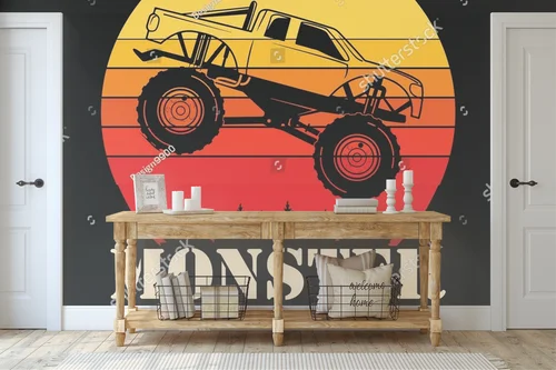 Vintage Retro Sunset z Monster Truckiem w roli głównej