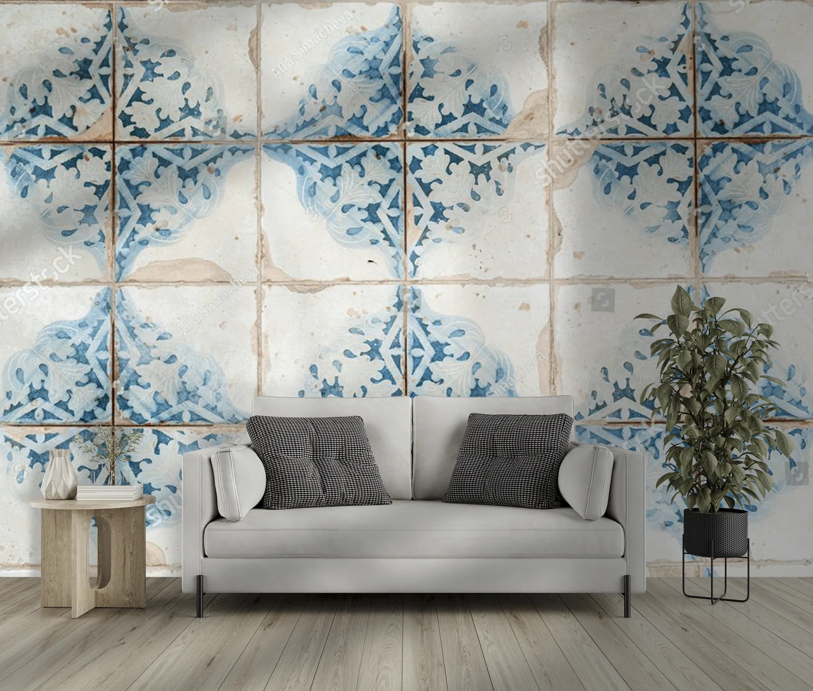 Nostalgiczne portugalskie azulejos w jasnych tonach