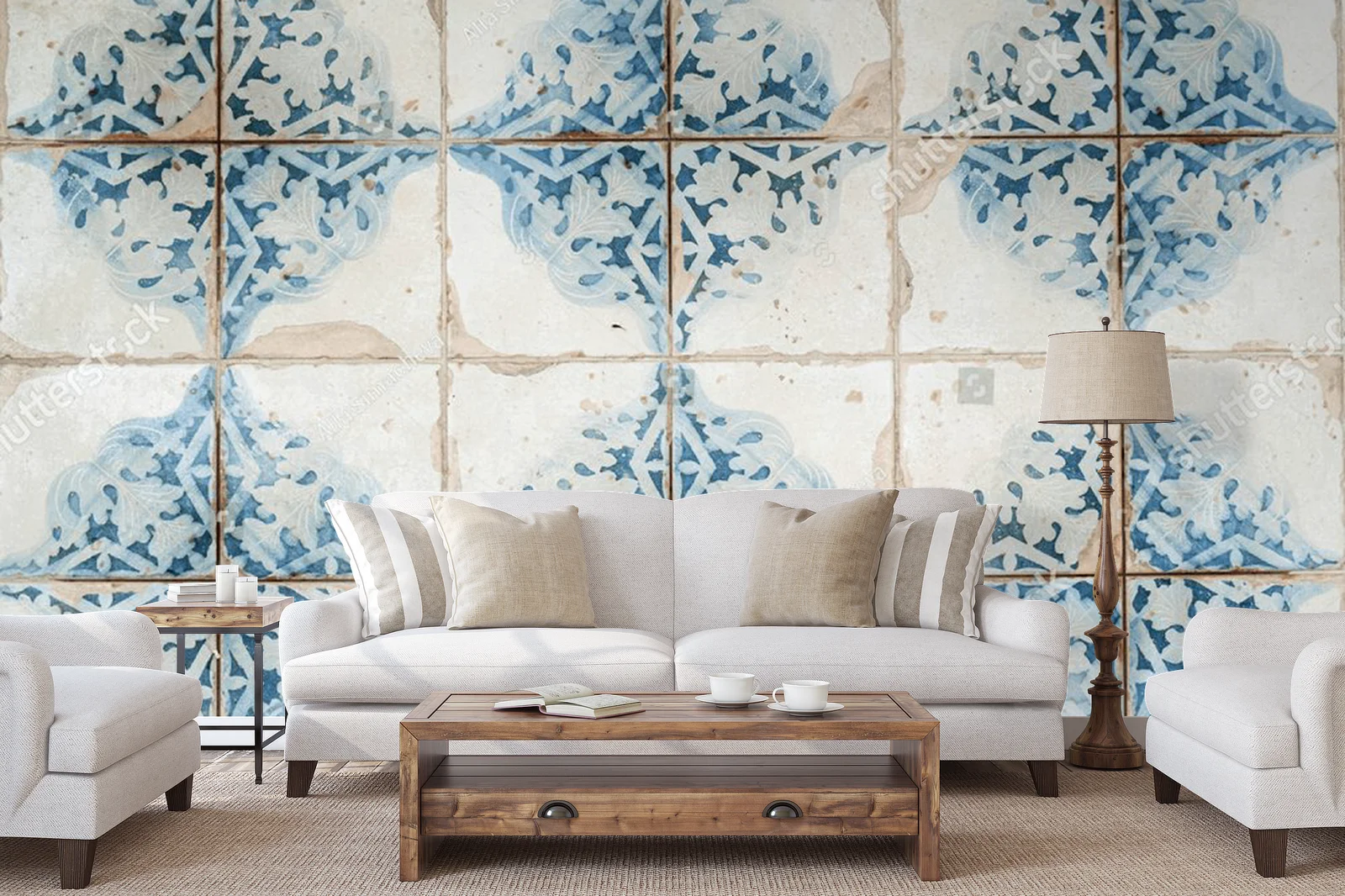 Nostalgiczne portugalskie azulejos w jasnych tonach