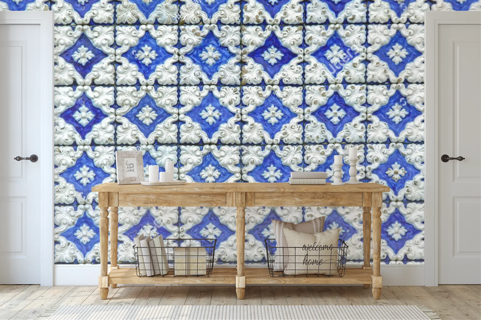 Iridescencja portugalskich płytek w niebieskich odcieniach