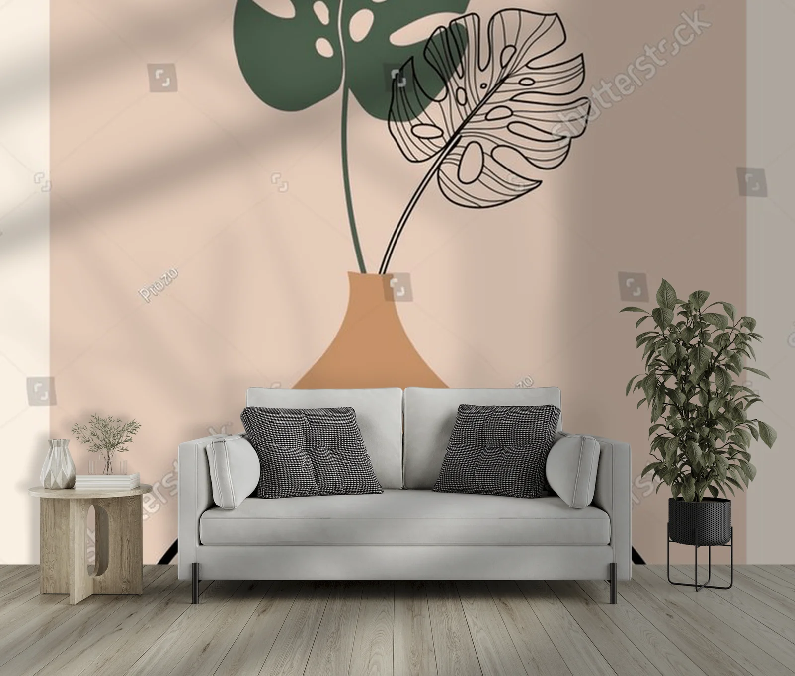 Abstrakcyjne botaniczne kompozycje w boho stylu