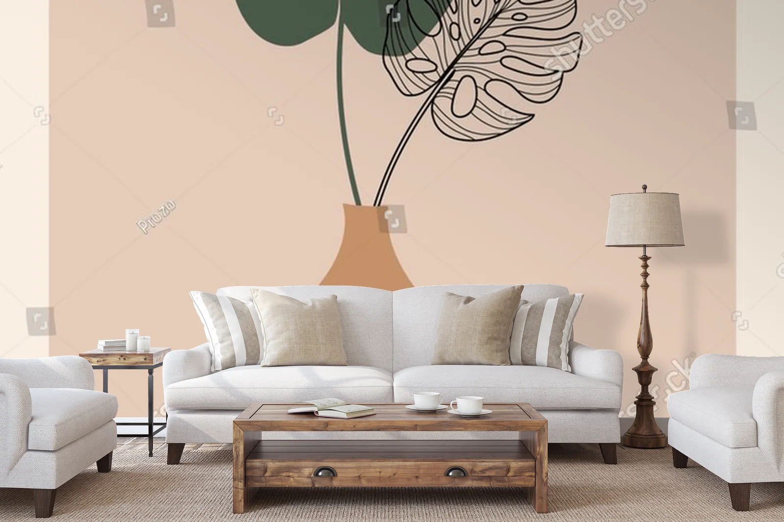 Abstrakcyjne botaniczne kompozycje w boho stylu