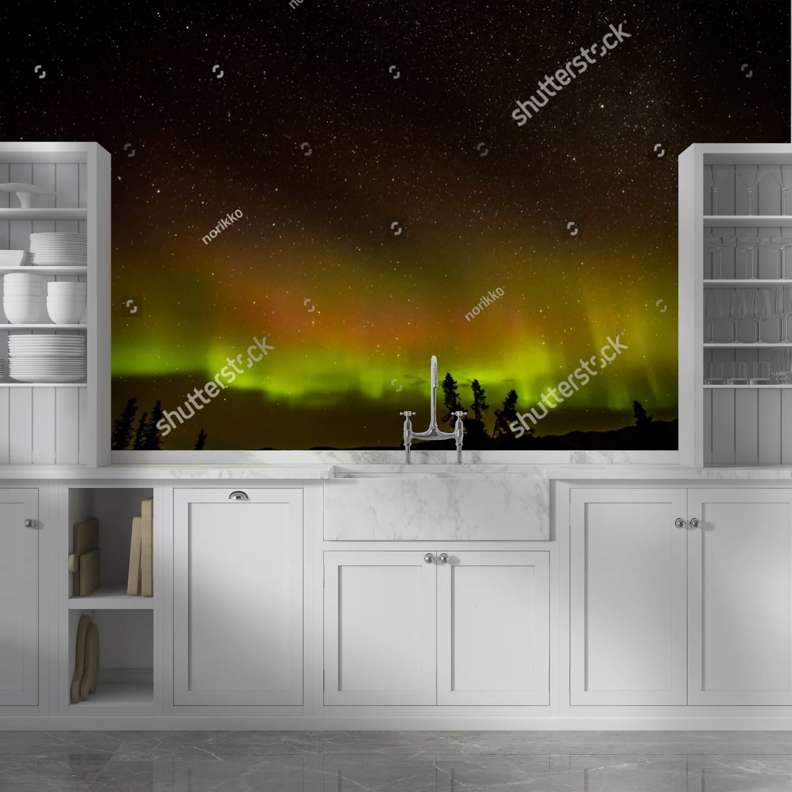 Urokliwy pejzaż Alaski pod aurorą