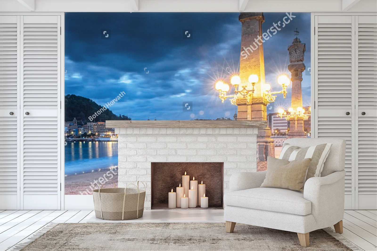 Nocna panorama San Sebastian w morskiej gamie