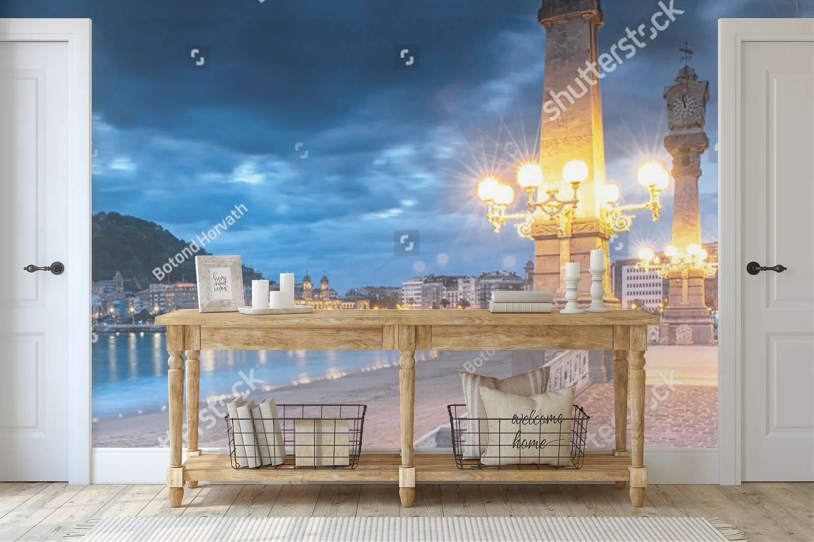 Nocna panorama San Sebastian w morskiej gamie