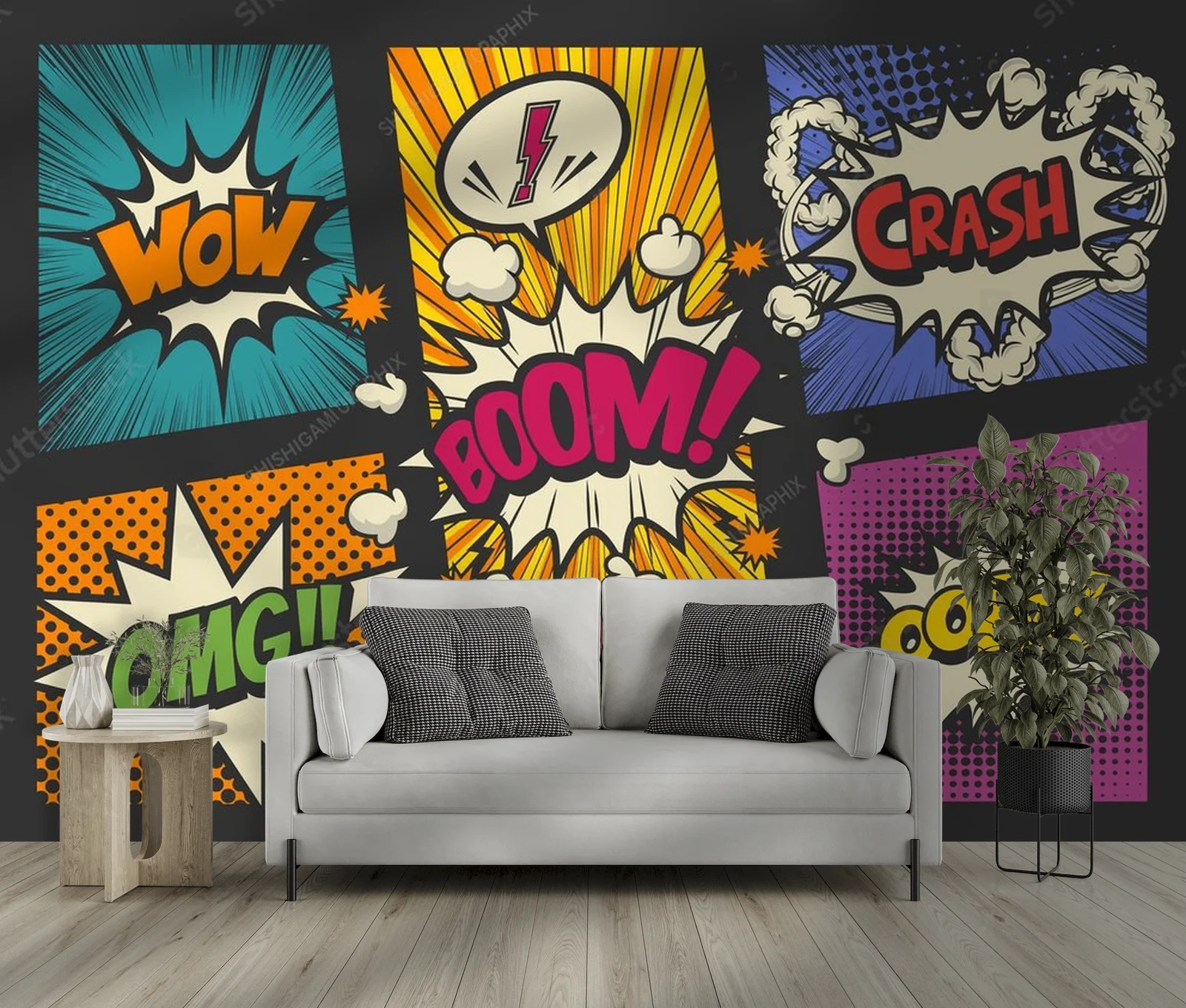 Pop-artowe komiksy w wyrazistych kolorach