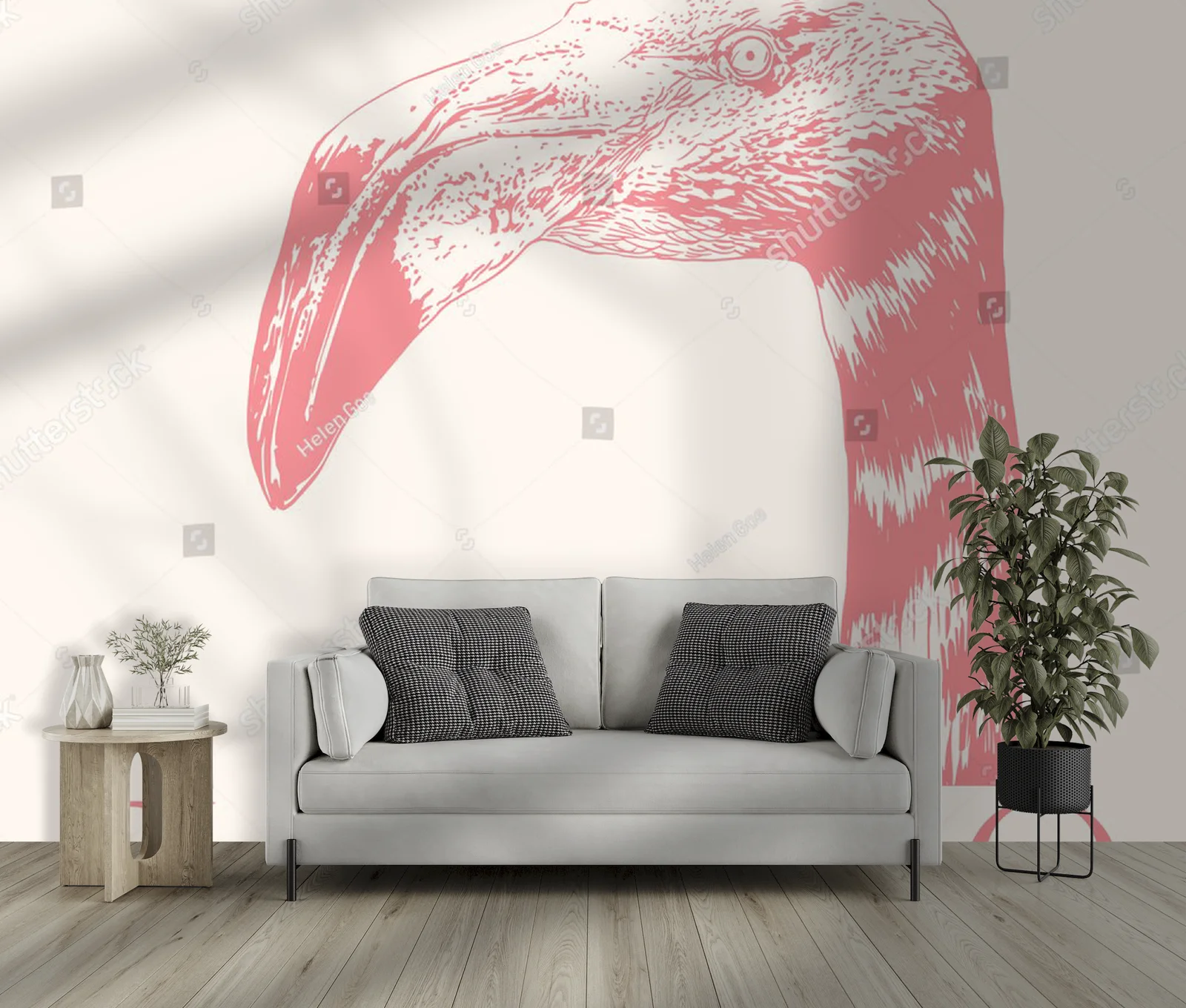 Elegancki różowy flaming w pastelowych odcieniach