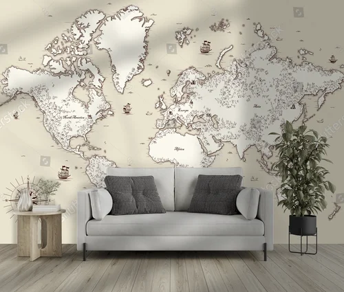 Zachwycająca mapa świata w starym stylu