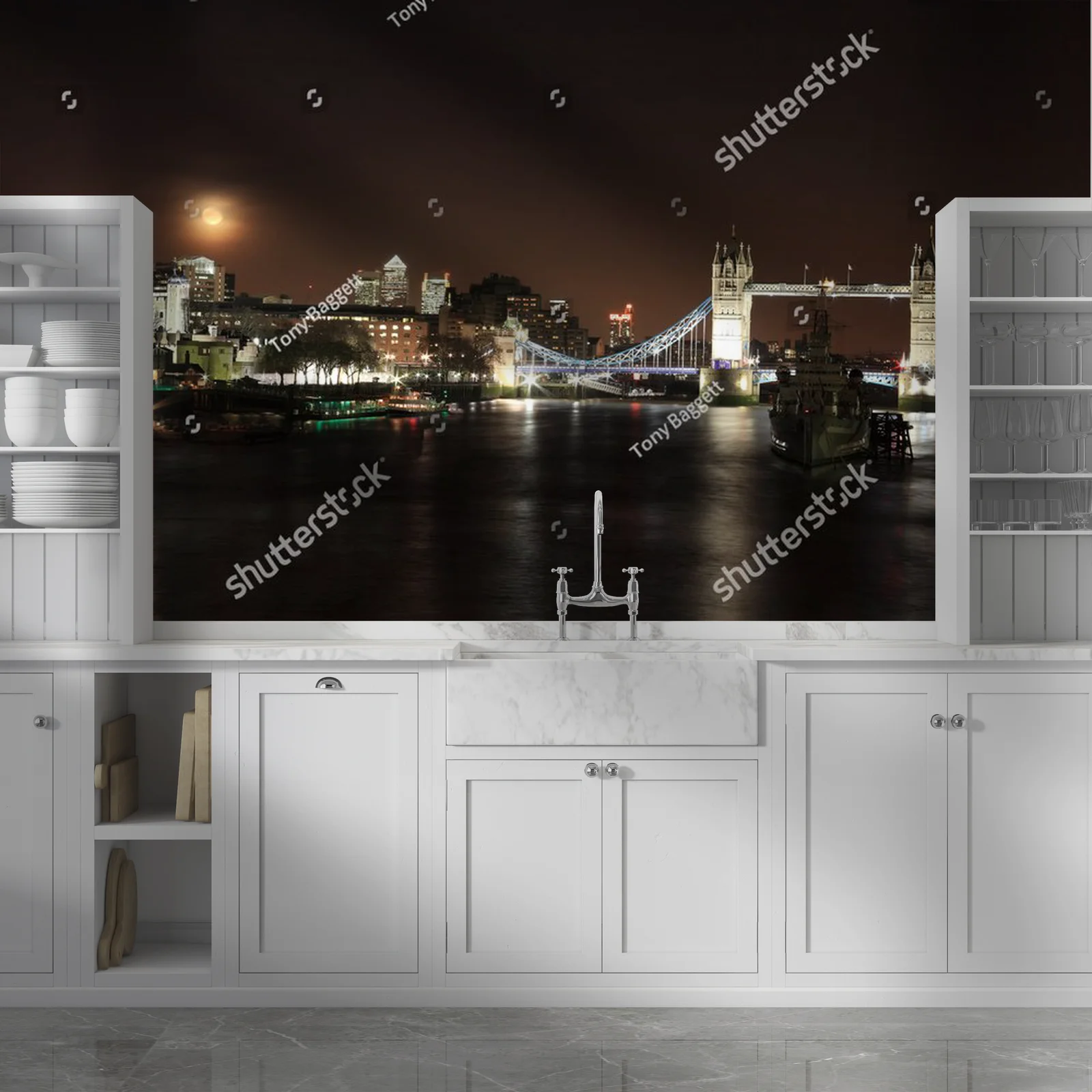 Nocne widoki Londynu nad Tamizą