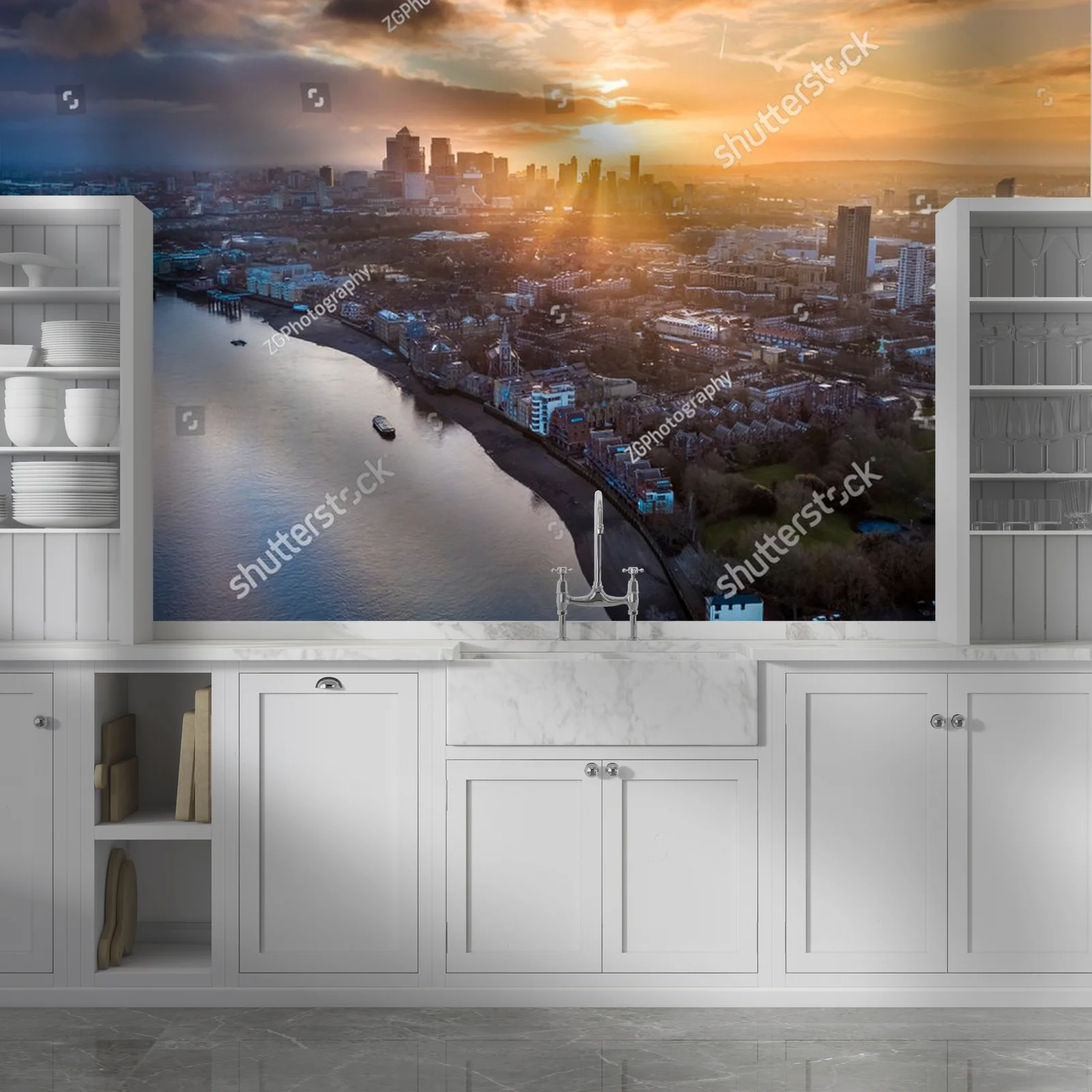 Panoramiczny widok wschodniego Londynu o świcie