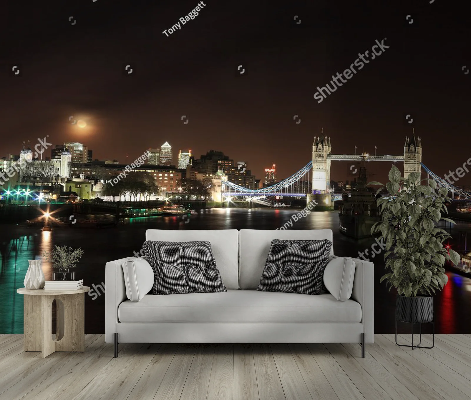 Nocne widoki Londynu nad Tamizą