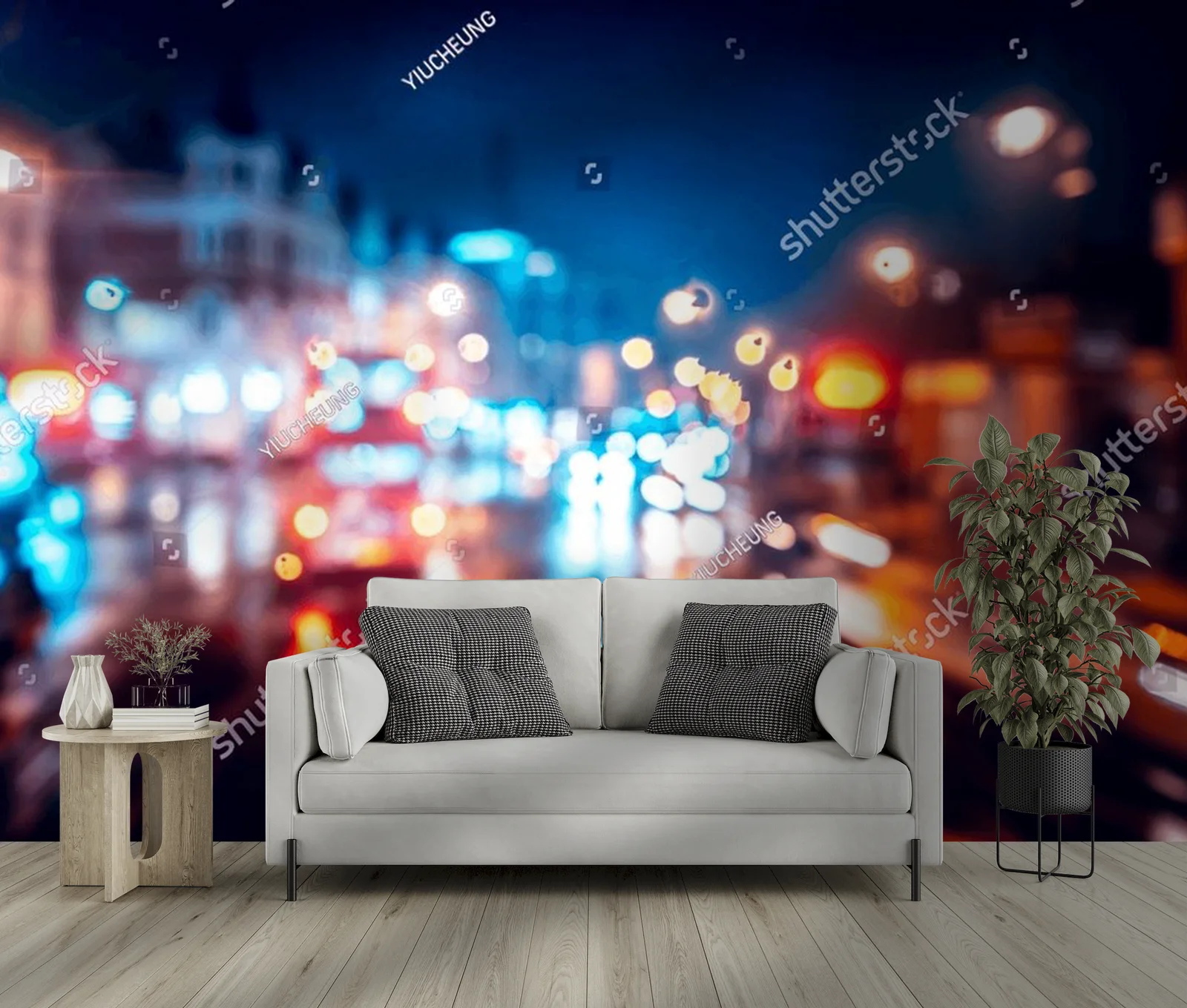 Nocny widok Londynu w deszczowym bokeh