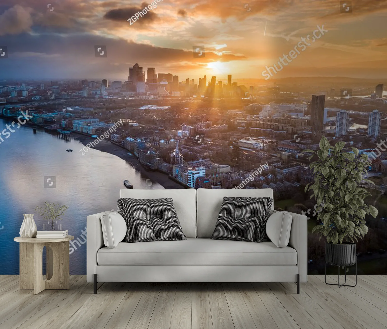 Panoramiczny widok wschodniego Londynu o świcie