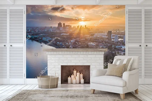 Panoramiczny widok wschodniego Londynu o świcie