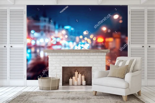 Nocny widok Londynu w deszczowym bokeh