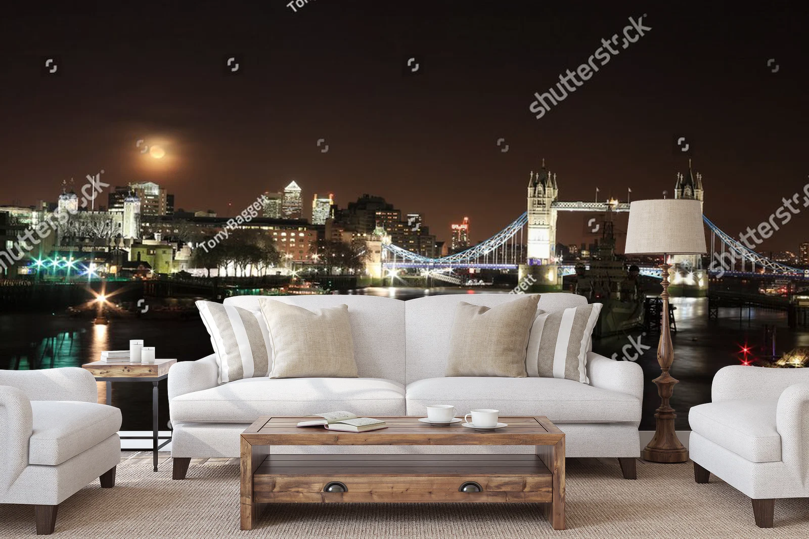Nocne widoki Londynu nad Tamizą