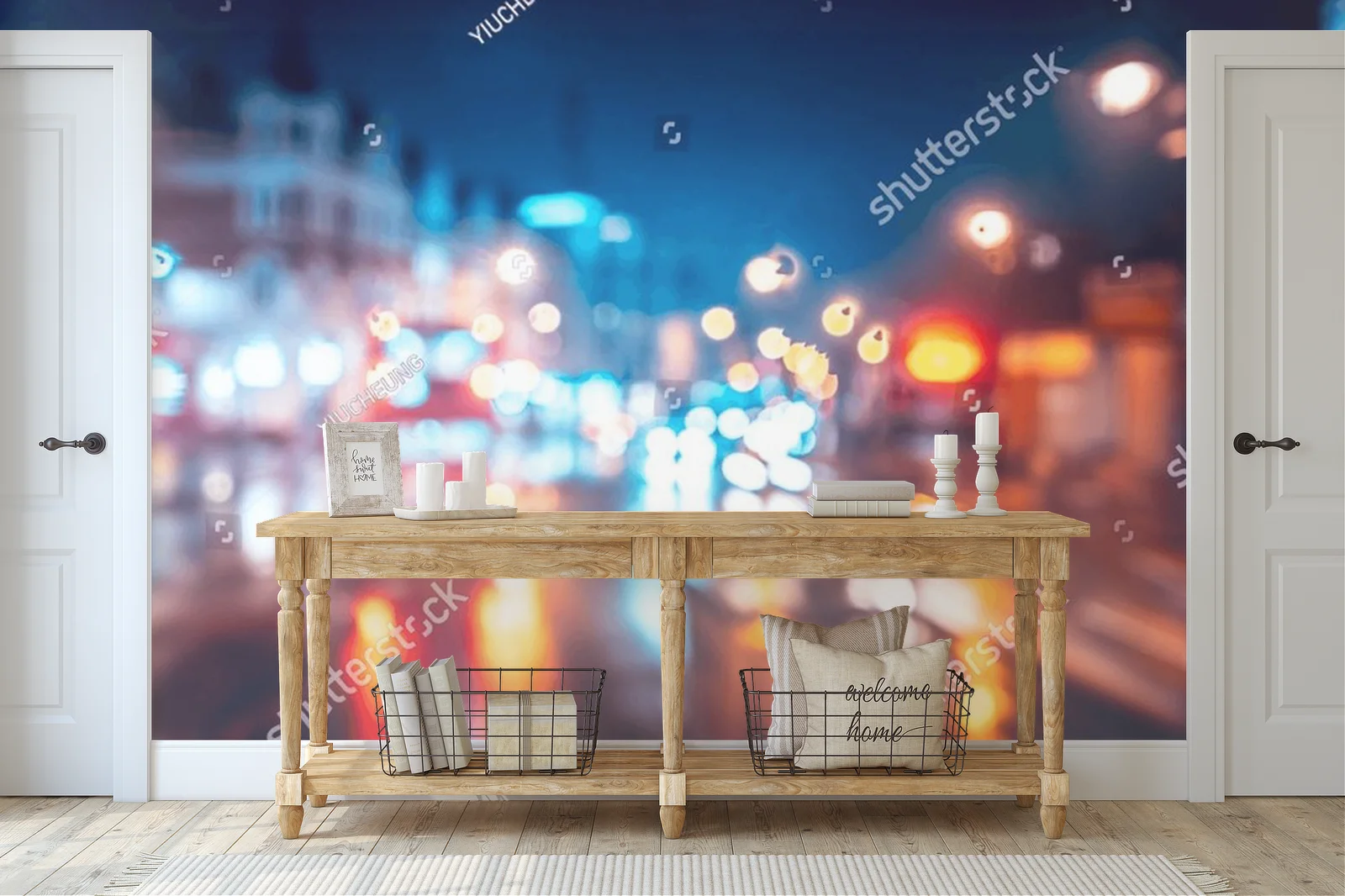 Nocny widok Londynu w deszczowym bokeh