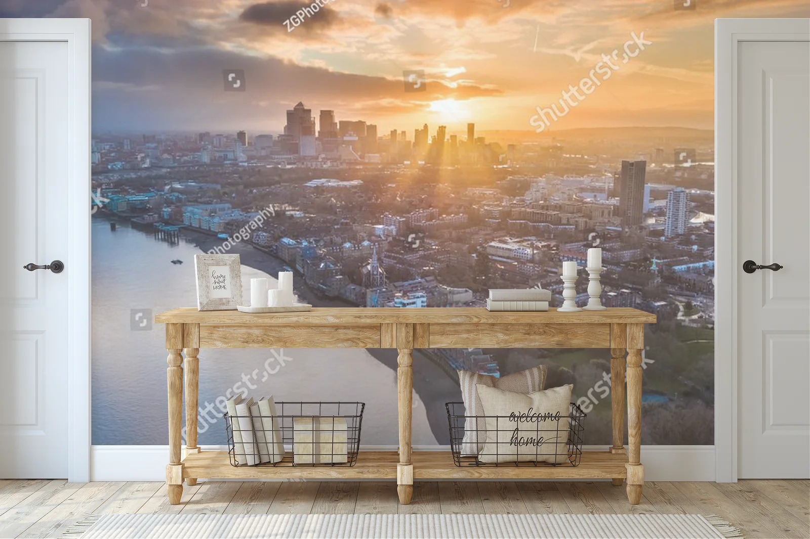 Panoramiczny widok wschodniego Londynu o świcie