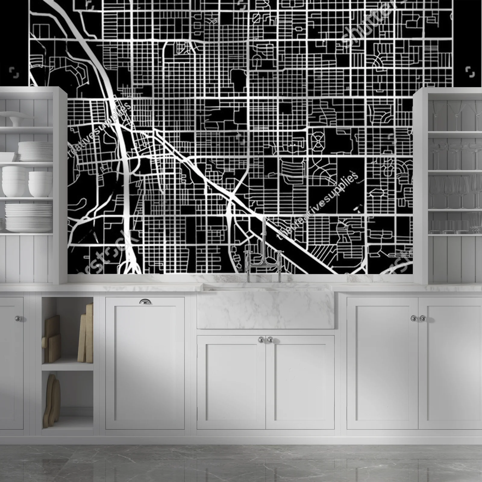 Elegancka mapa Tucson w monochromatycznych odcieniach