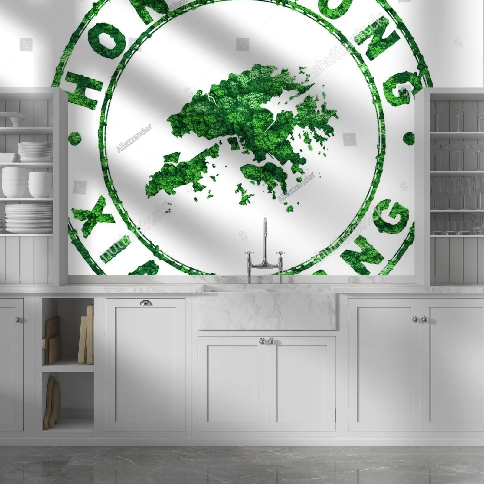 Nowoczesna kompozycja Hong Kongu w eterycznych odcieniach