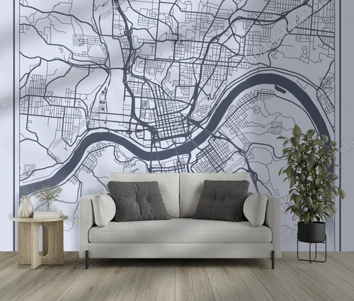 Nowoczesna mapa Cincinnati w delikatnej szarości