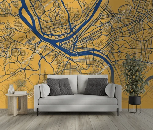 Nowoczesna mapa Pittsburgha w energetycznych kolorach
