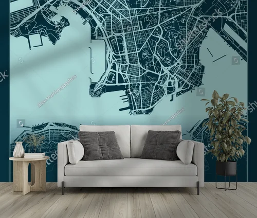 Elegancka Mapa Hongkongu w Odcieniach Cyanu