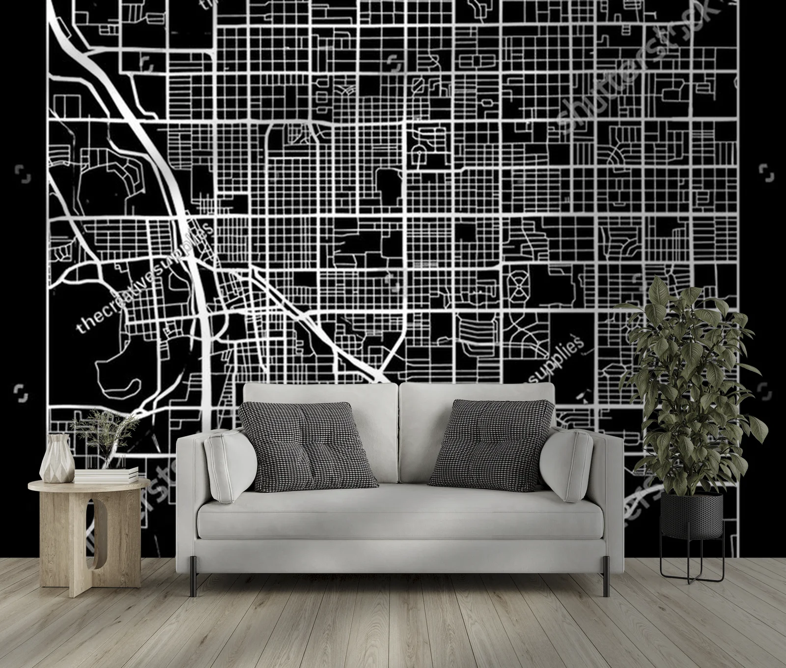 Elegancka mapa Tucson w monochromatycznych odcieniach