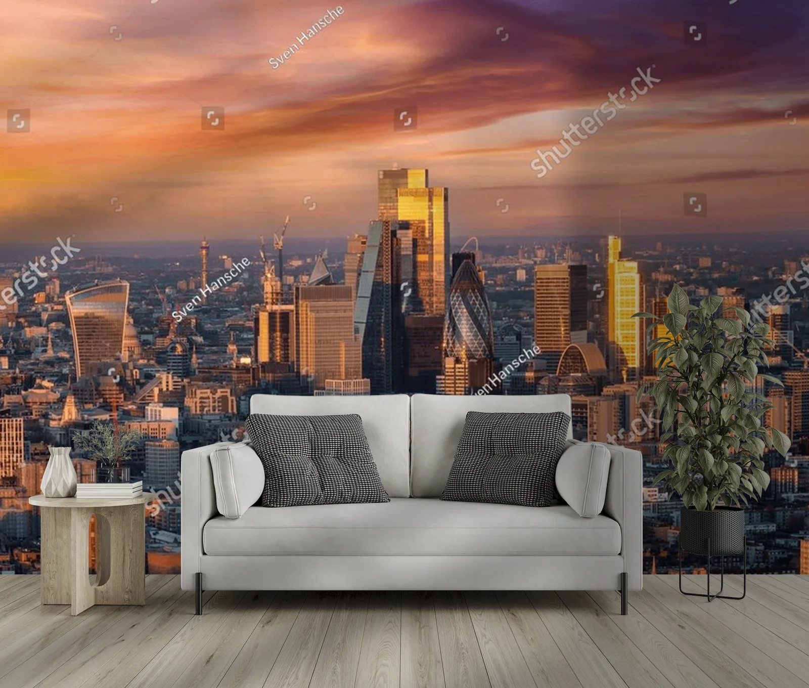 Panoramiczny widok londyńskiego skyline o wschodzie słońca
