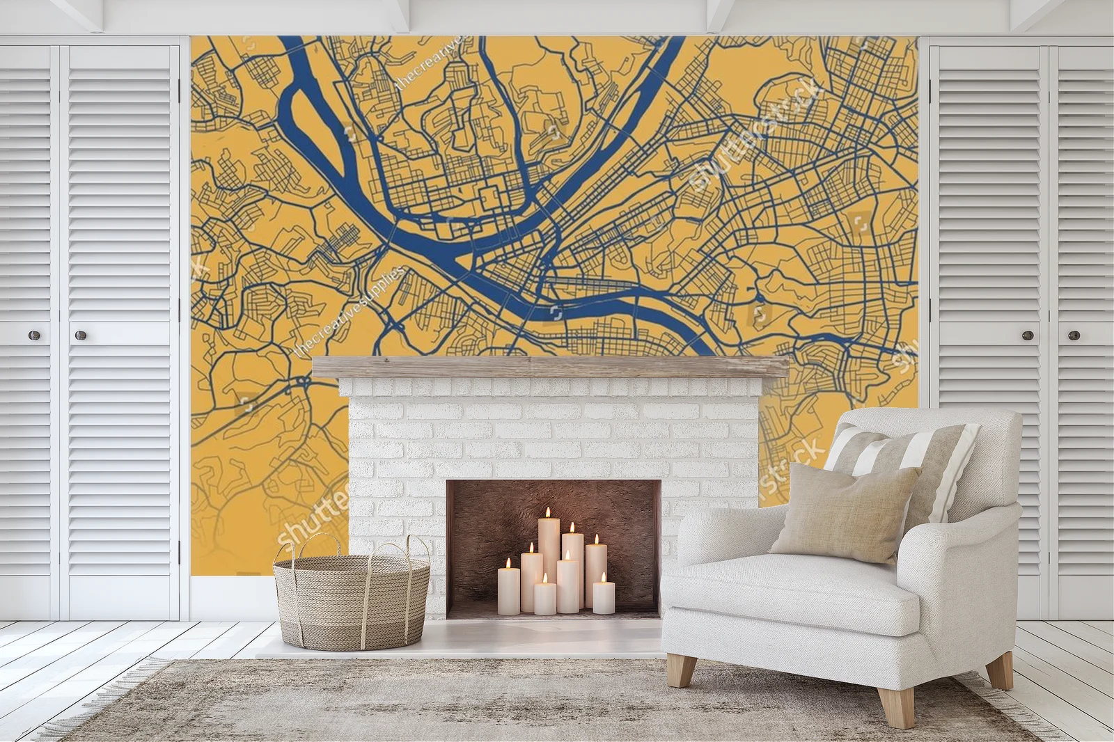 Nowoczesna mapa Pittsburgha w energetycznych kolorach
