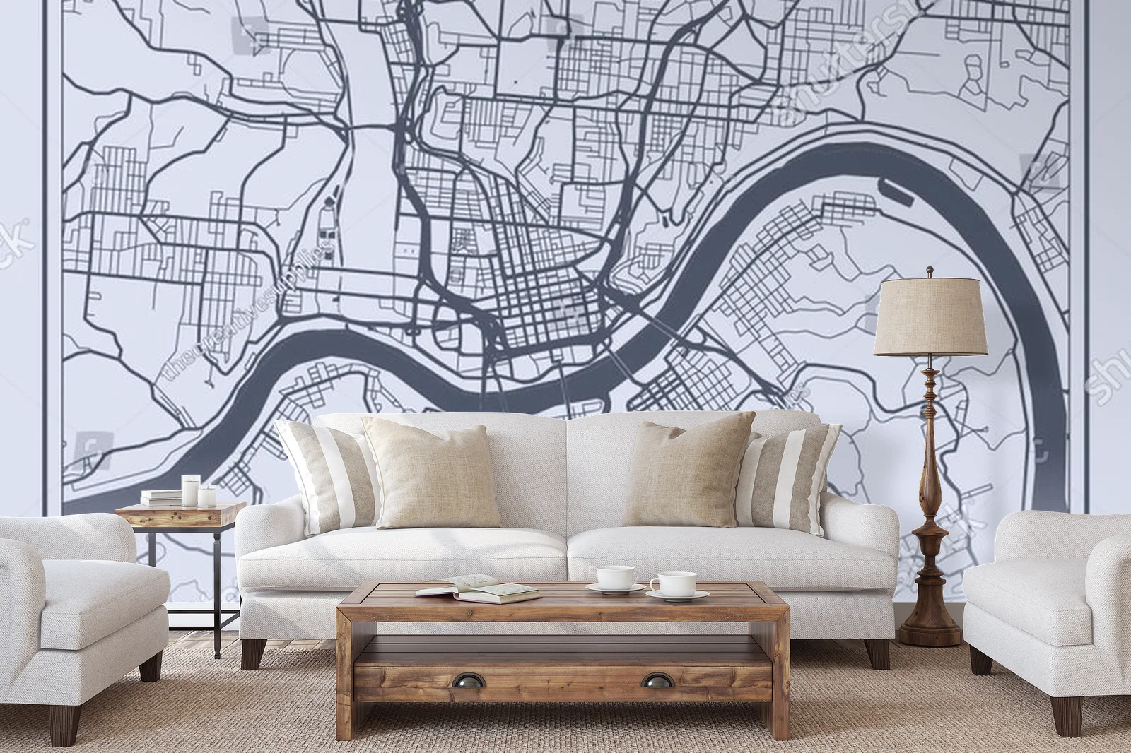 Nowoczesna mapa Cincinnati w delikatnej szarości